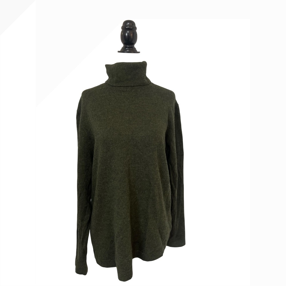 Olive Green Turtleneck Sweater - Women's Cozy Cowl